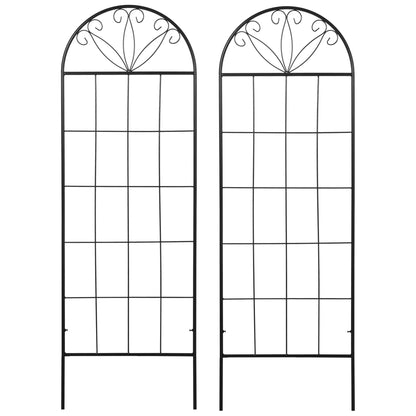 Metal Garden Trellis, Pack of 2, Arched Grid Panels, 20" x 60", Black Plant Stands Black at Gallery Canada