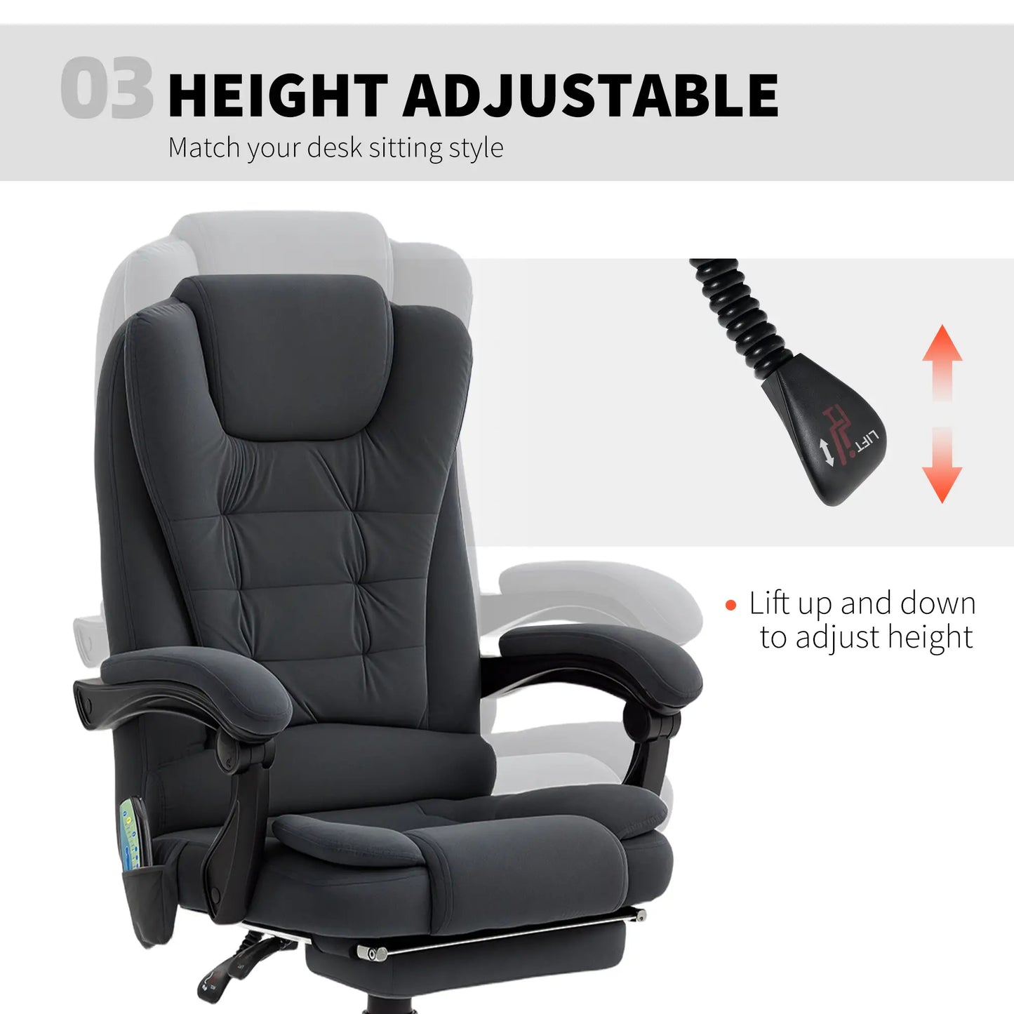 7-Point Vibrating Massage Chair with Footrest, Reclining Back, Black Massage Chairs at Gallery Canada