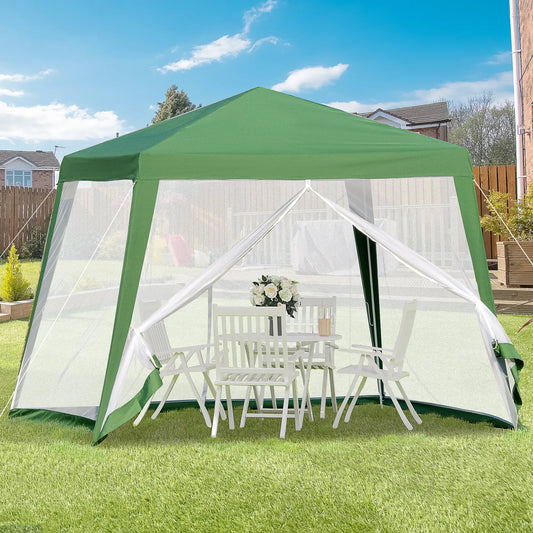 10x10ft Party Tent Canopy with Netting, Outdoor Gazebo, Green Canopy Tents Green at Gallery Canada