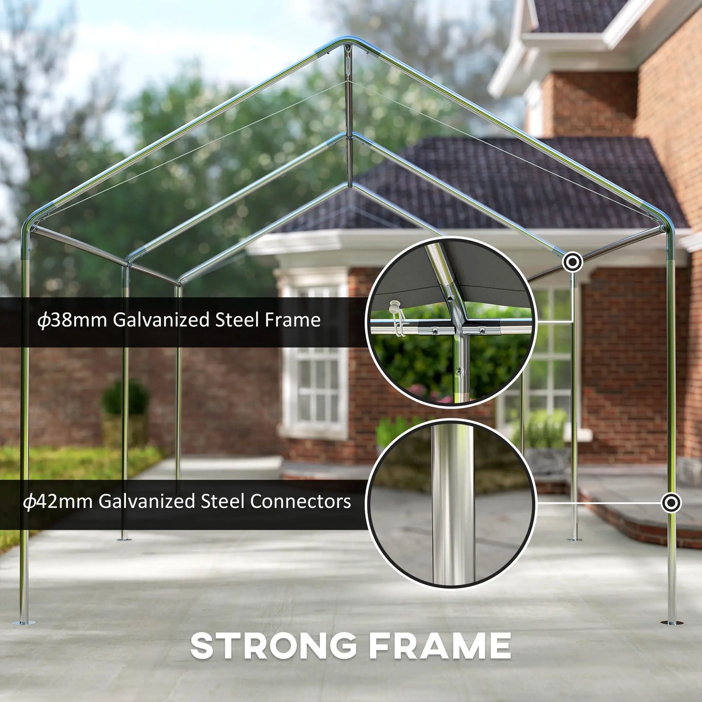 10' x 20' Carport, Heavy Duty Galvanized Canopy, Khaki Car Shelters at Gallery Canada