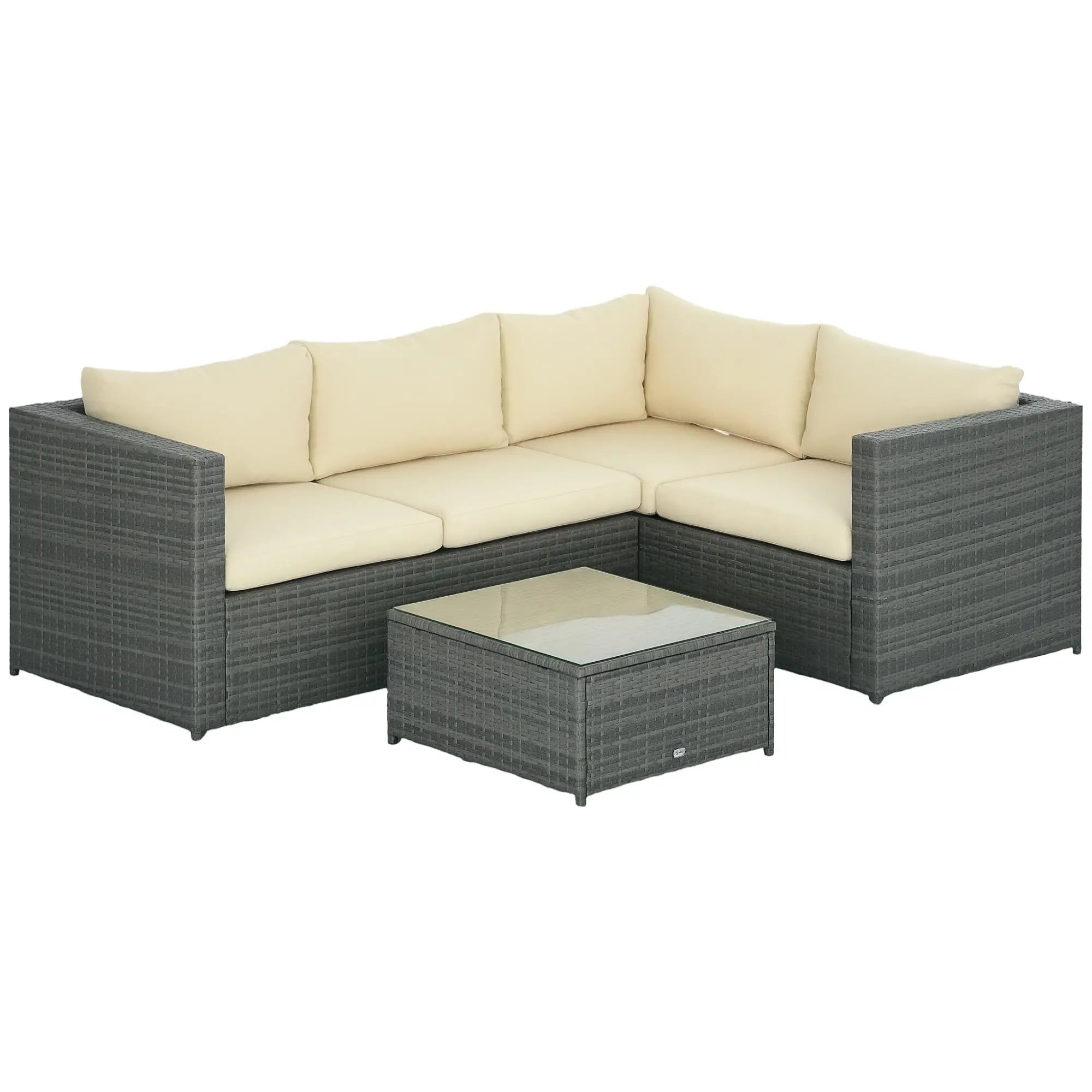 3 Piece Rattan Outdoor Furniture Set w/ Loveseats & Table, Beige Patio Furniture Sets at Gallery Canada