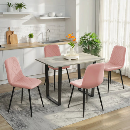 Upholstered Dining Chairs Set of 4, Steel Legs, Modern Kitchen, Pink Dining Chairs at Gallery Canada
