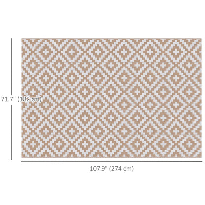 Reversible Outdoor RV Rug, Patio Floor Mat, 6' x 9', White, Coffee Garden Decor at Gallery Canada