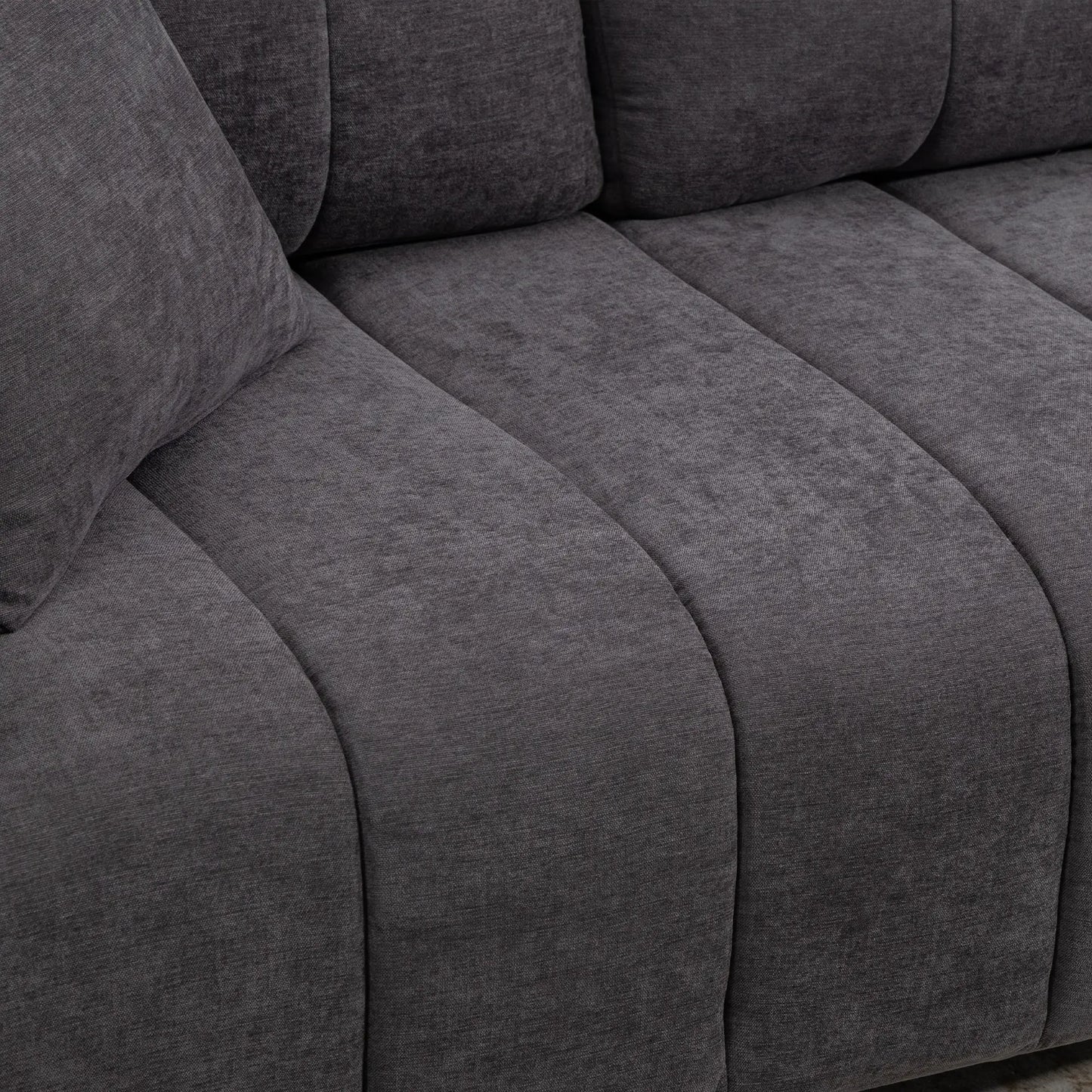 Canapé d'angle 3 places avec méridienne, coussin à ressorts, gris