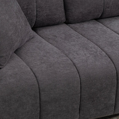 Canapé d'angle 3 places avec méridienne, coussin à ressorts, gris