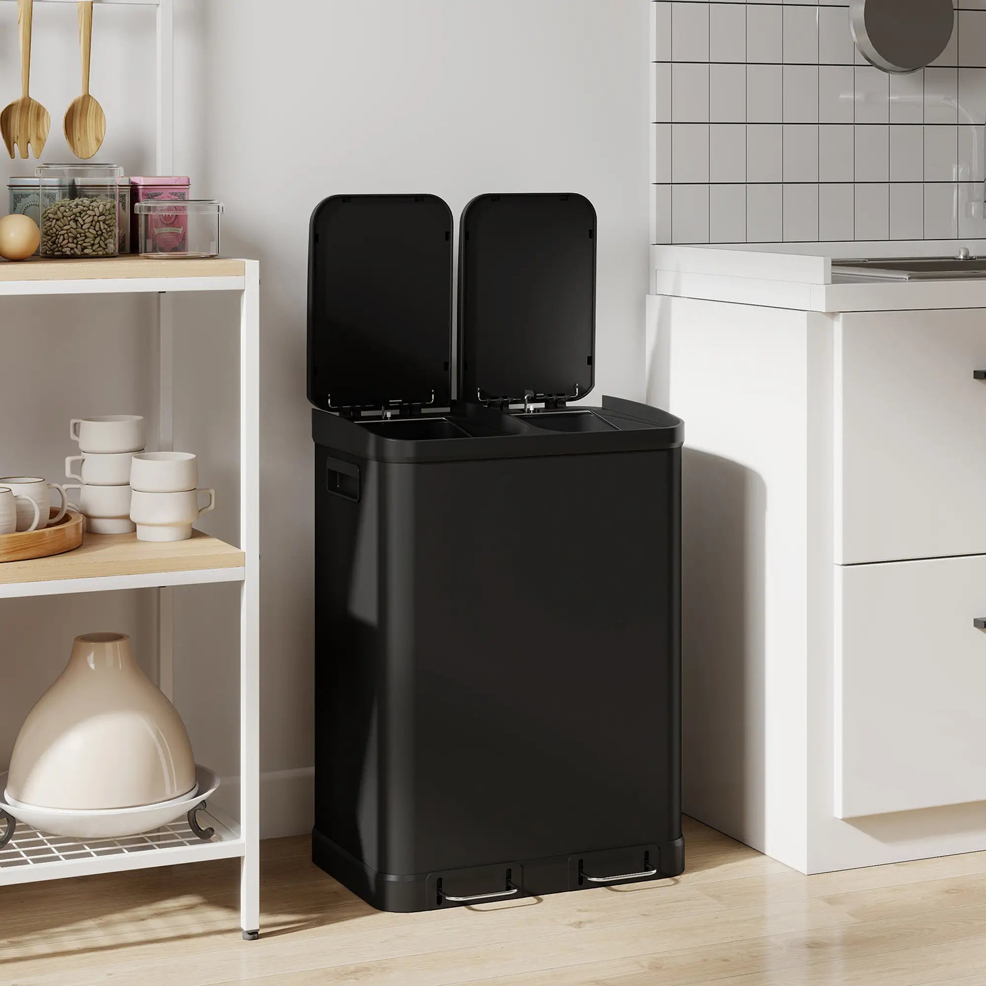 Kitchen Garbage Bin, 2 x 7.9 Gal, Soft-Close With Removable Buckets, Black Small Kitchen Appliances at Gallery Canada
