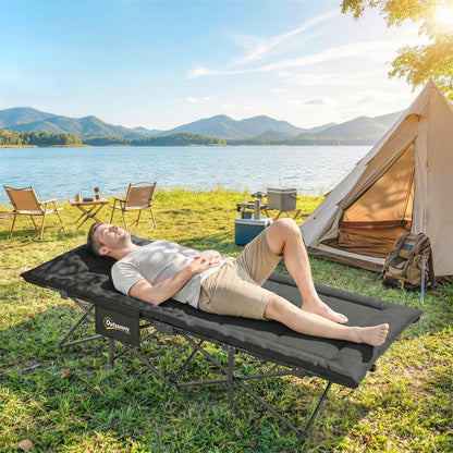 Camping Cot For Adults, 31.5" Wide, Padded Cushion, Carry Bag, Black Camping Cots at Gallery Canada
