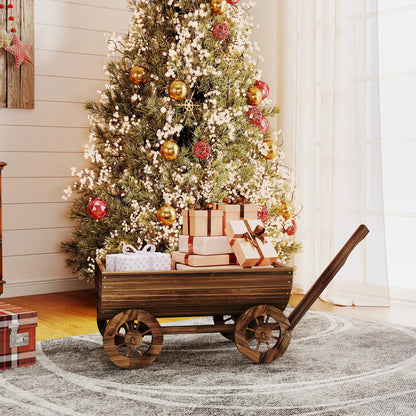 Wooden Wagon Planter Box, Mobile Garden Planter With 4 Wheels Raised Garden Beds at Gallery Canada