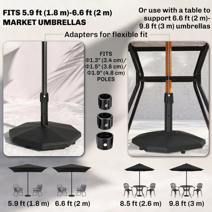 48lbs Concrete Umbrella Base, Outdoor Stand for Lawn, Deck, Garden, Black Umbrella Bases at Gallery Canada