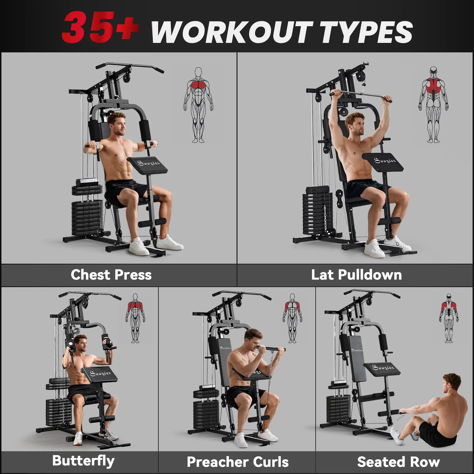 Weight Training Machine, Multifunction Gym Equipment, 143lbs, Black Power Towers at Gallery Canada