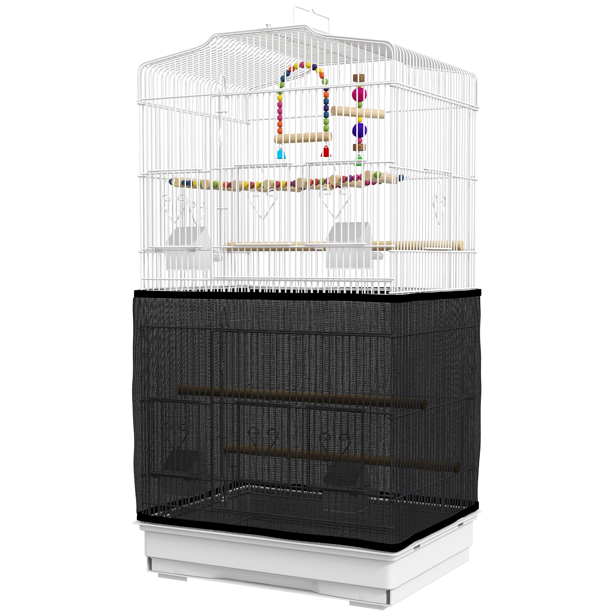 36" Bird Cage with Accessories, Handle, Mesh Cover, Tray, White - Gallery Canada