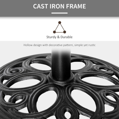 Round Cast Iron Umbrella Base Stand, Outdoor Patio Garden, Fits 1.5" Pole, Black Umbrella Bases at Gallery Canada