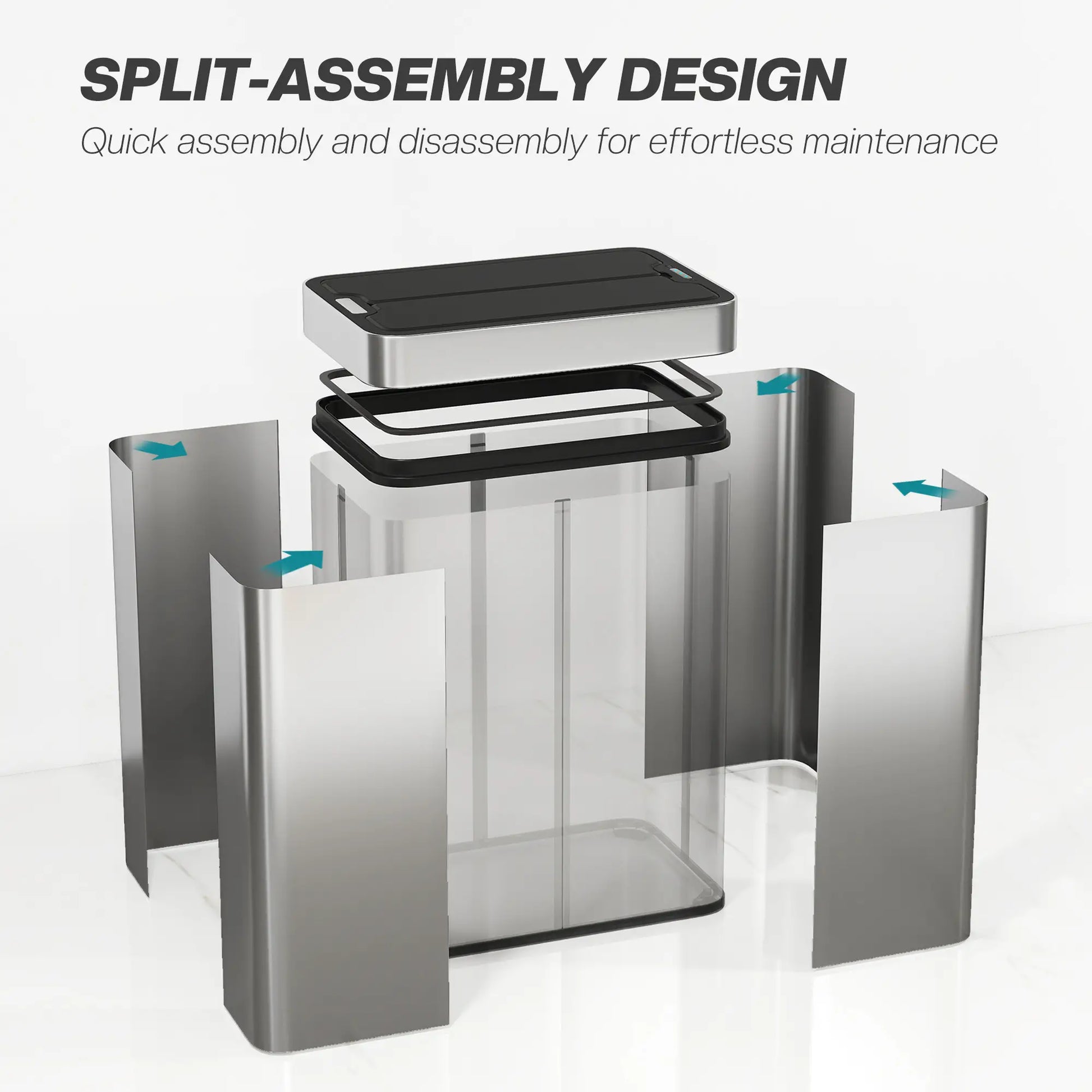 13.2 Gallon Sensor Can, Automatic Garbage Can, Soft Close Butterfly Lid, Fingerprint Proof Stainless Steel, Silver Household Supplies at Gallery Canada