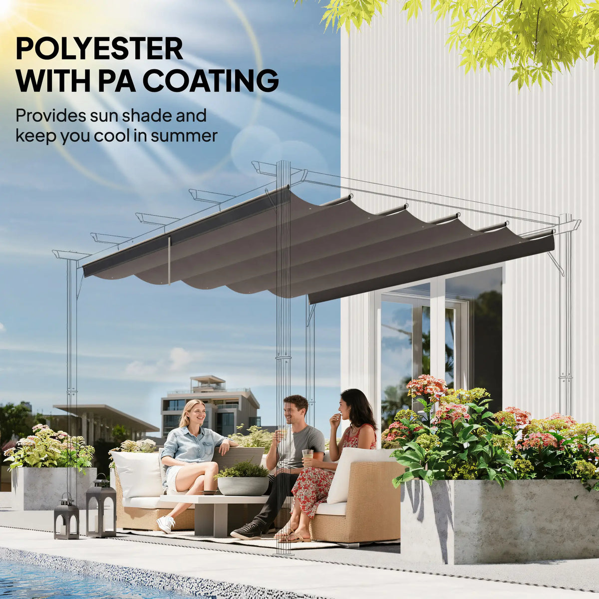 8.5' x 11.5' Pergola Canopy Replacement, Fit 10' x 13' Frame, Light Grey Gazebo Canopy Replacement at Gallery Canada