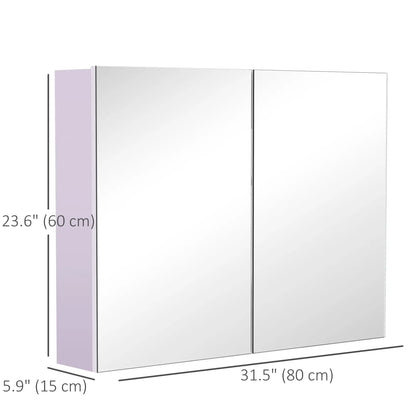 Wall-Mounted Bathroom Mirror Cabinet, Double Doors, Adjustable Shelf, Lilac Mirror Medicine Cabinets at Gallery Canada