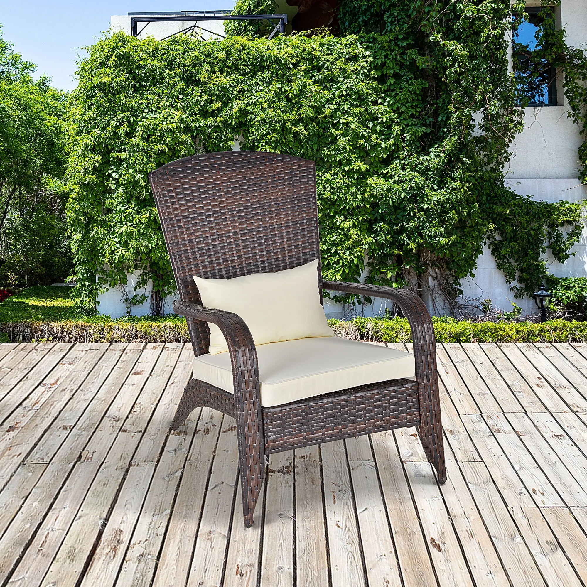 Patio Wicker Adirondack Chair, Outdoor PE Rattan Fire Pit Chair, White Patio Chairs at Gallery Canada