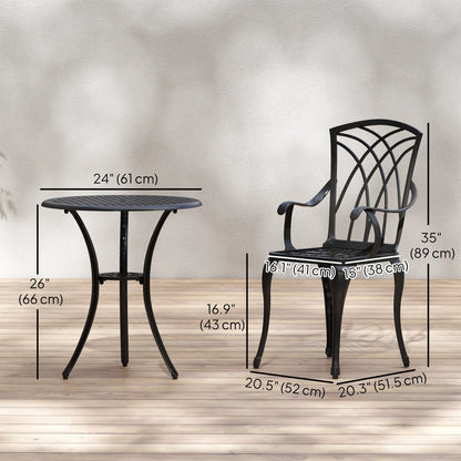 3 Pc Patio Bistro Set, Cast Aluminum, Coffee Table, 2 Armchairs, Brown Bistro Sets at Gallery Canada