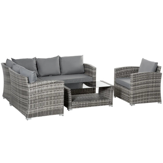 5-Piece Wicker Patio Set, 4" Thick Cushions, Outdoor PE Rattan Sofa, Grey Patio Furniture Sets Mixed Grey Rattan, Grey Cushion at Gallery Canada