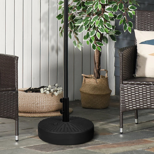 Heavy Duty Fillable Umbrella Base, Steel Pole, Round Stand, Black