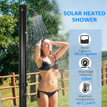 5.3 Gallons Solar Shower, Rotating Rainfall, Temperature Adjustment, Black Outdoor Swimming Pools & Hot Tubs at Gallery Canada