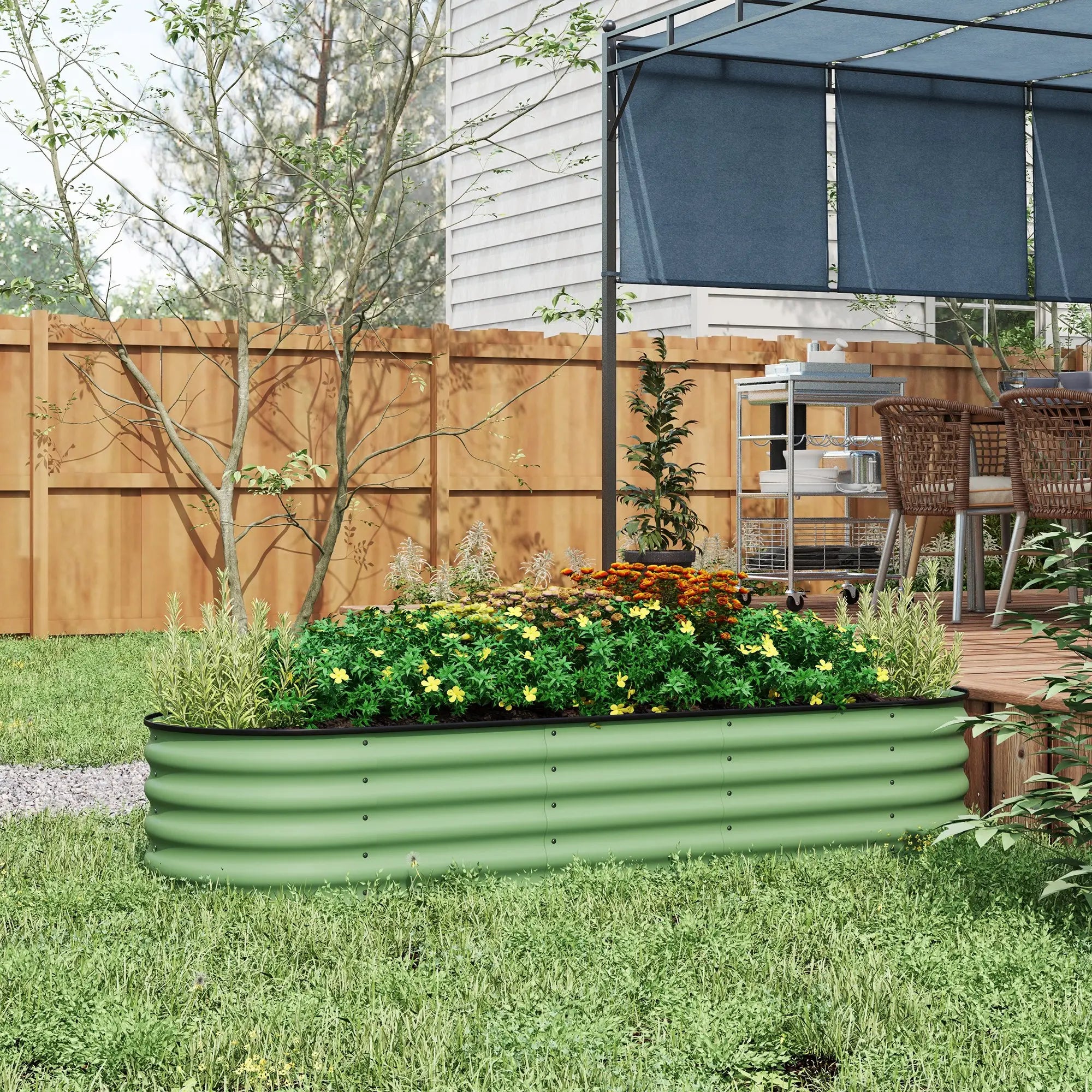 6.5 x 2 x 1.5 FT Galvanized Steel Raised Garden Bed, Green Galvanized Planter Boxes at Gallery Canada
