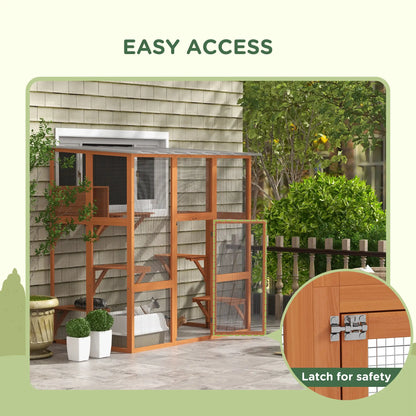 Outdoor Cat Enclosure, Window Box, Weatherproof Roof, Bridge, Resting Box, Platforms, for 2 Kittens, Orange Outdoor Cat Enclosures at Gallery Canada