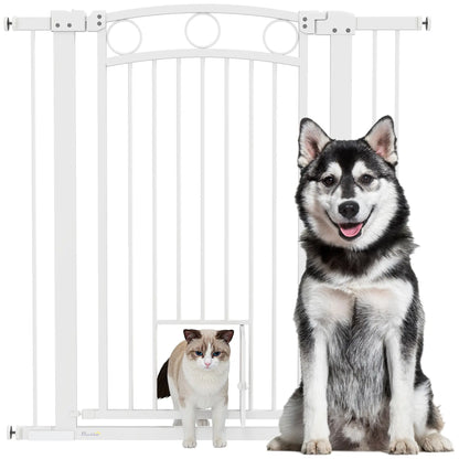 42" Extra Tall Dog Gate With Cat Door, 2 Extension Kits, 30"-41" Width Houses, Kennels & Pens at Gallery Canada