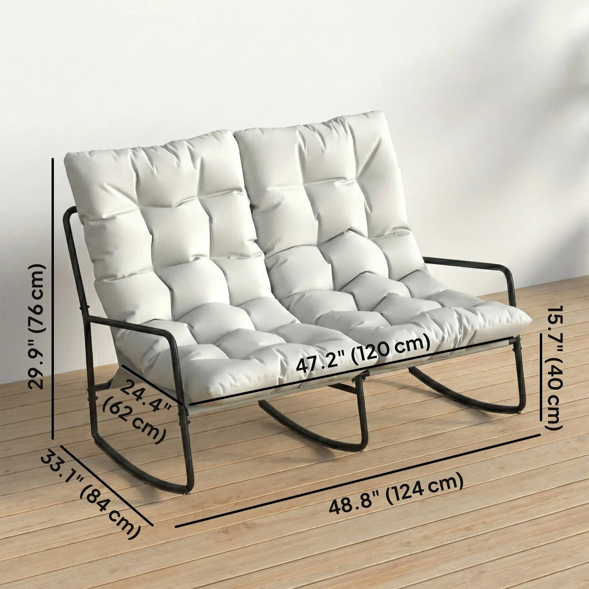 2-Person Outdoor Rocking Chair With Cushions, 528 LBS Capacity, Light Grey Outdoor Rocking Chairs at Gallery Canada
