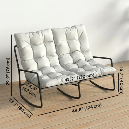 2-Person Outdoor Rocking Chair With Cushions, 528 LBS Capacity, Light Grey Outdoor Rocking Chairs at Gallery Canada