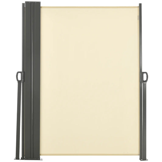 236" x 71" Outdoor Privacy Wall, Retractable Awning, Patio Screen, Cream White Side Awnings Cream at Gallery Canada