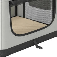 Soft-Sided Pet Carrier Bag, Portable Travel, Light Grey
