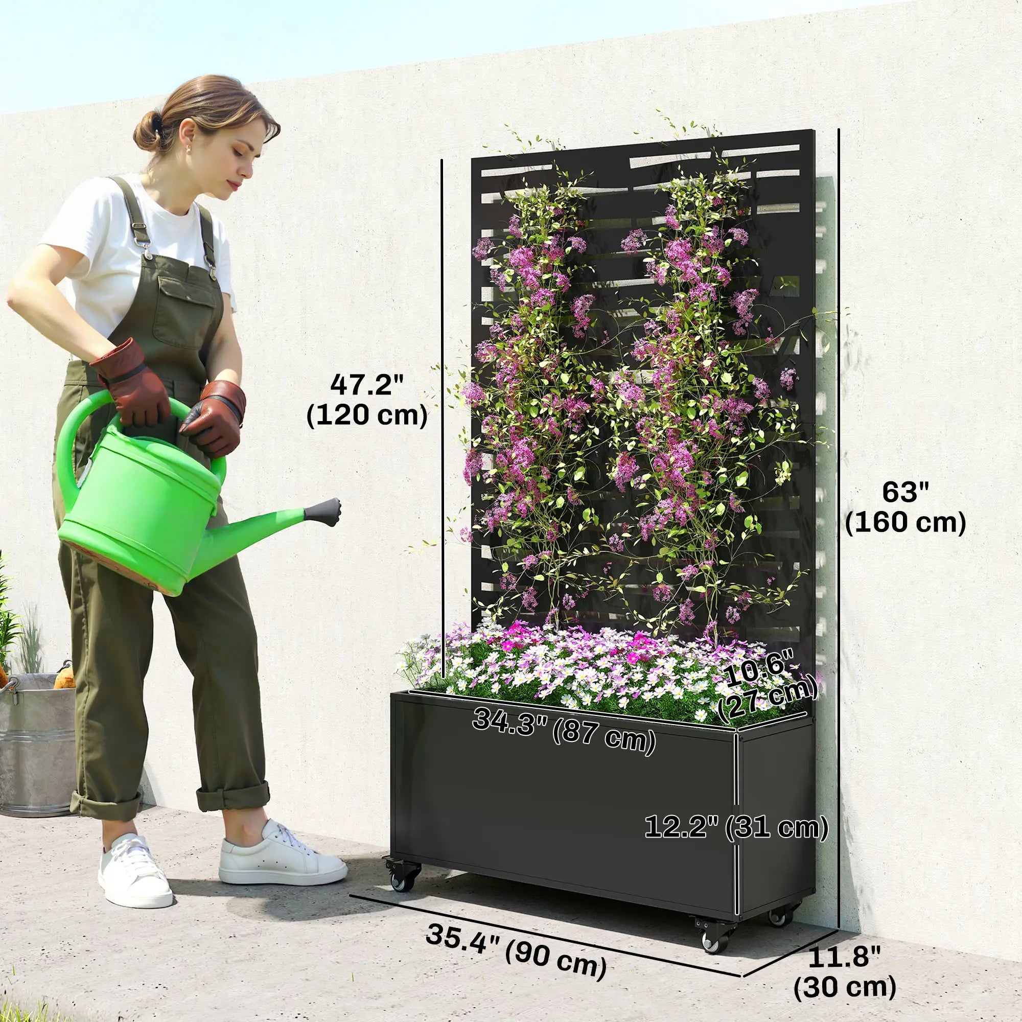 Metal Planter Box With Trellis, Raised Garden Bed With Privacy Screen Galvanized Planter Boxes at Gallery Canada