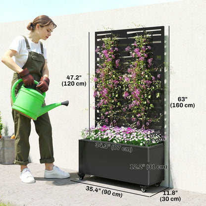 Metal Planter Box With Trellis, Raised Garden Bed With Privacy Screen Galvanized Planter Boxes at Gallery Canada