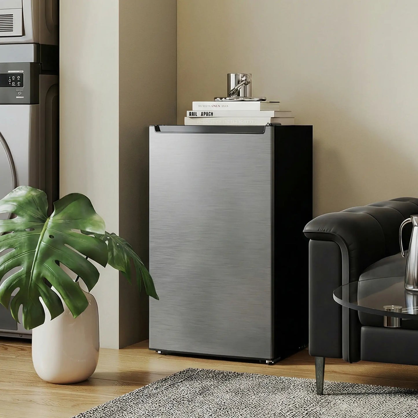 2.1 Cu. Ft. Mini Freezer, Compact Upright, Reversible Door, Removable Shelf, Adjustable Temperature, Silver Small Kitchen Appliances at Gallery Canada