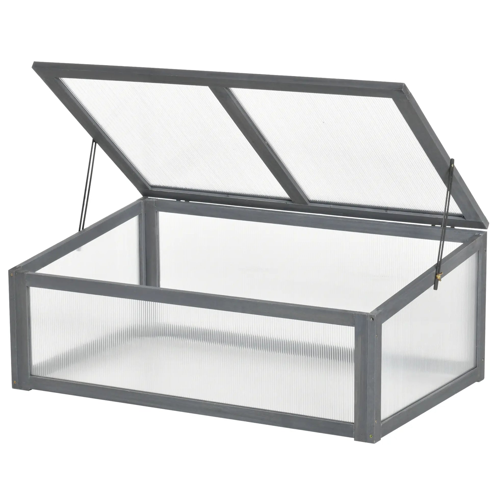 39" x 26" x 16" Wooden Cold Frame, Tilted Top Cover, Polycarbonate Planter Box, Grey Greenhouses at Gallery Canada