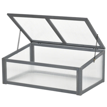 39" x 26" x 16" Wooden Cold Frame, Tilted Top Cover, Polycarbonate Planter Box, Grey Greenhouses at Gallery Canada