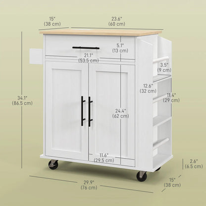 Rolling Kitchen Island with Wheels, Power Outlets, Drawer, Doors Kitchen Islands & Kitchen Carts at Gallery Canada