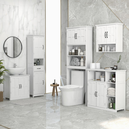 Pedestal Under Sink Cabinet, Bathroom Vanity Cabinet Storage with Double Doors and Adjustable Shelf, White - Gallery Canada