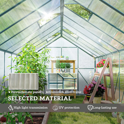 Aluminum Greenhouse, Polycarbonate Walk-In, 20' x 8', Green Walk In Greenhouses at Gallery Canada