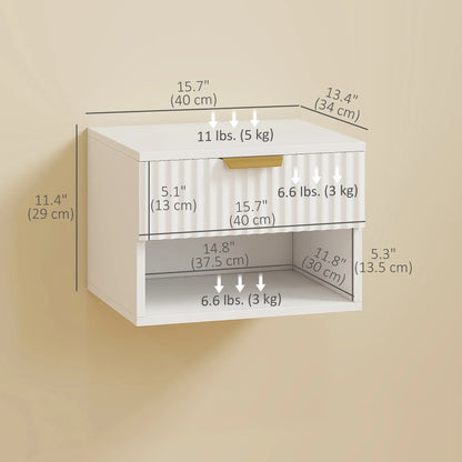 Floating Nightstands, Set of 2 with Drawer and Shelf, White Bedside Tables at Gallery Canada