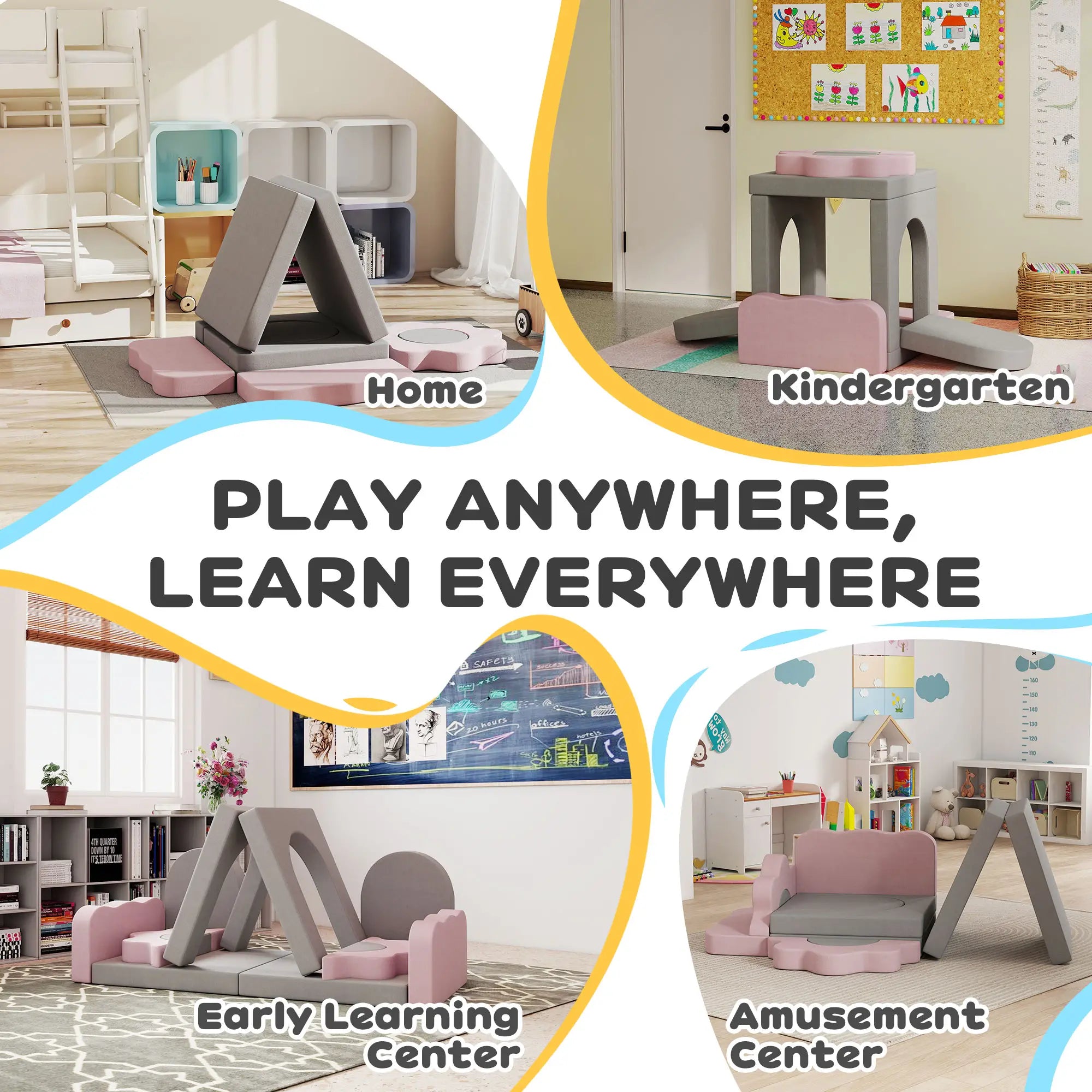 12-Piece Climbing Toys for Toddlers, Indoor Play Set, Grey Kids Gym & Playmats at Gallery Canada