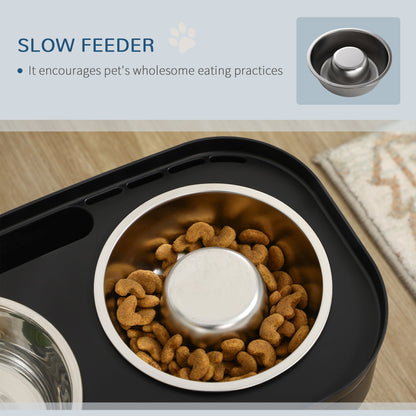 Pet Feeder, 4 Adjustable Heights Elevated Dog Bowls with Slower Feeder, Stainless Steel Food and Water Bowls, Raised Edge and Food Collection Hole at Gallery Canada