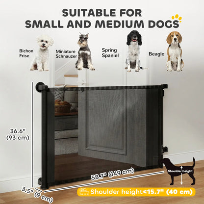 Retractable Dog Gate, 36.6" Tall, 55" Wide Mesh Pet Gate Pet Gates at Gallery Canada