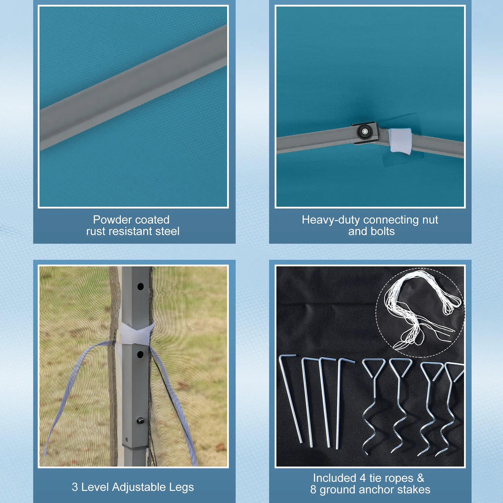 10' x 10' Pop Up Canopy Tent, Removable Mesh Sidewalls, Carry Bag, Light Blue Pop Up Canopies at Gallery Canada