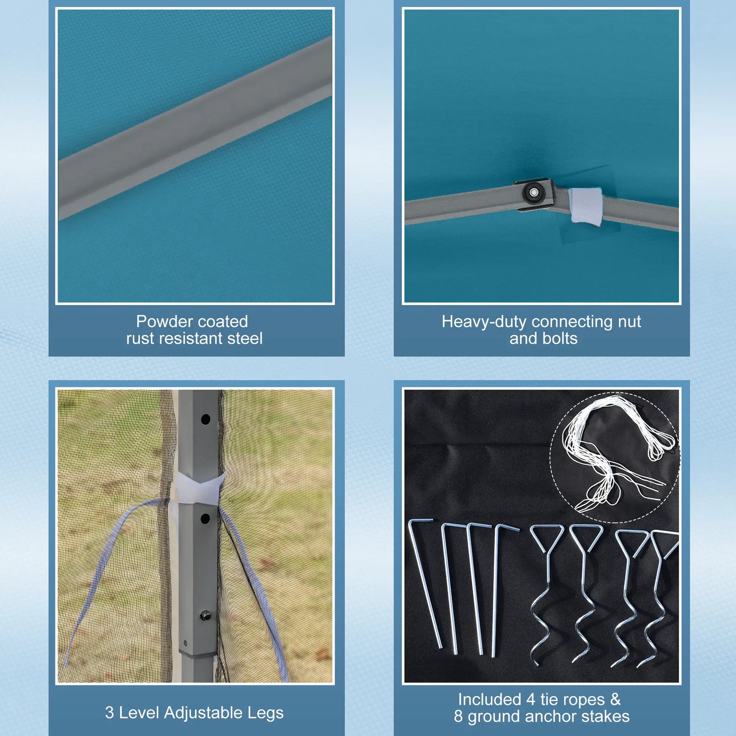 10' x 10' Pop Up Canopy Tent, Removable Mesh Sidewalls, Carry Bag, Light Blue Pop Up Canopies at Gallery Canada