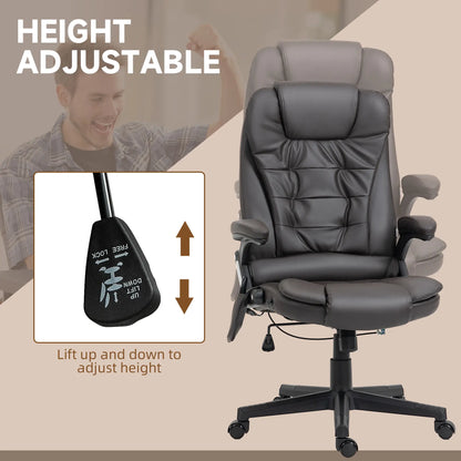 Heated Ergonomic Massage Swivel Office Chair, High Back Faux Leather, Brown Massage Chairs at Gallery Canada