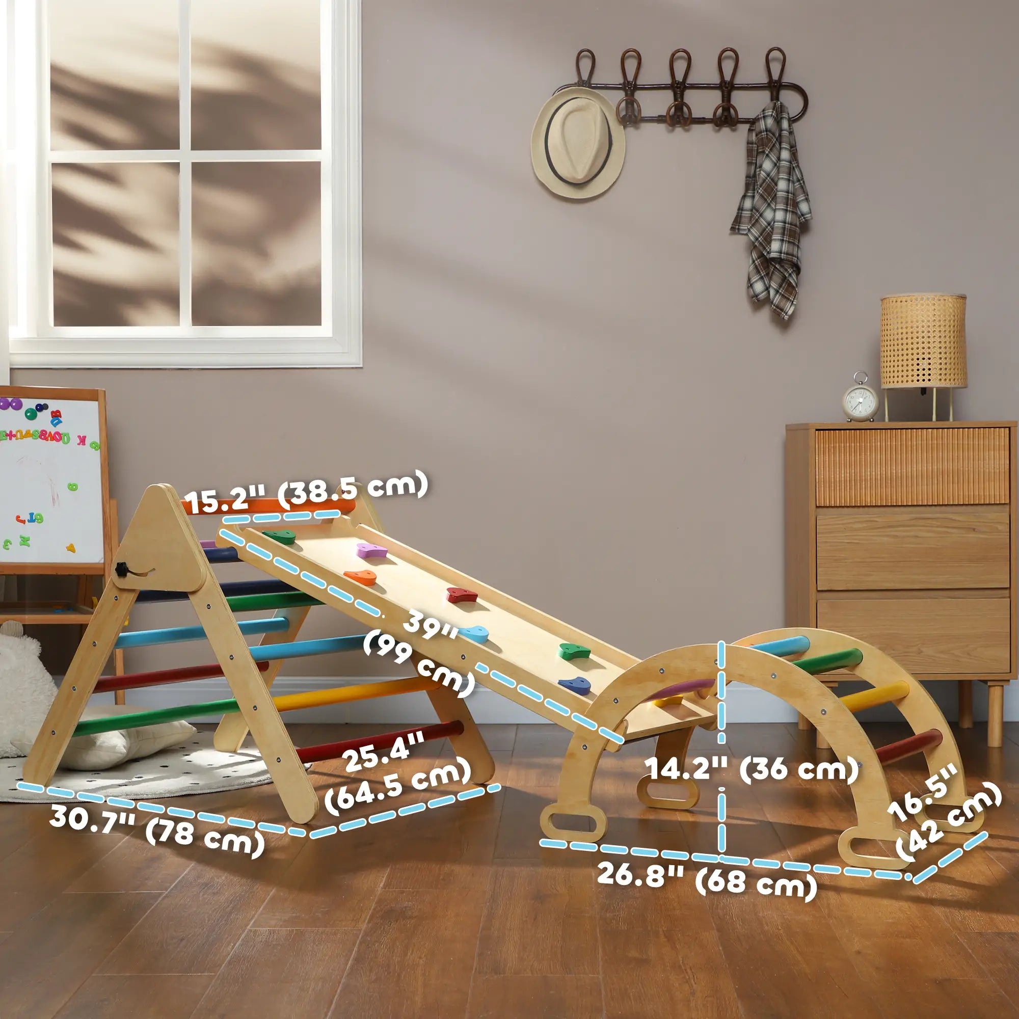 5 in 1 Pikler Triangle Set, Ladder, Ramp, Arch, 18-48 Months, Multicolour Baby Gym & Playmats at Gallery Canada