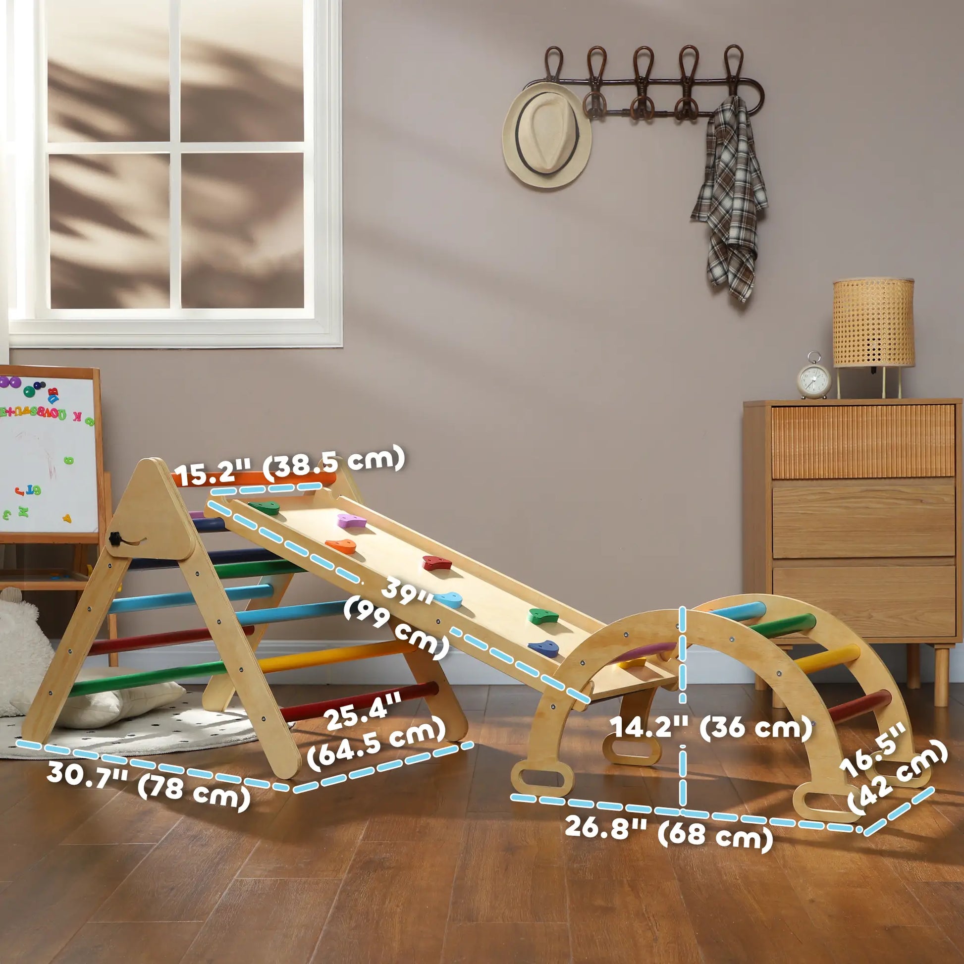 5 in 1 Pikler Triangle Set, Ladder, Ramp, Arch, 18-48 Months, Multicolour Baby Gym & Playmats at Gallery Canada