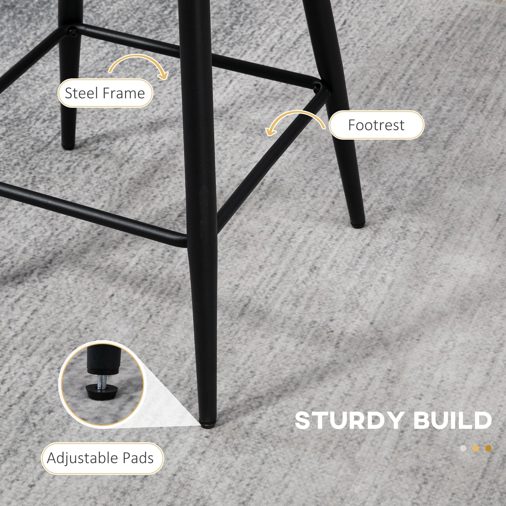 Faux Cashmere Bar Stools, Set of 2, Counter Height, 20.5