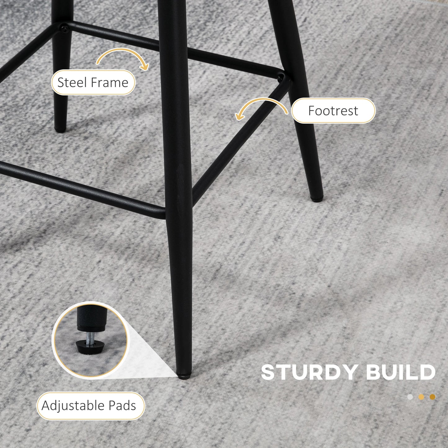 Faux Cashmere Bar Stools, Set of 2, Counter Height, 20.5"x19.7"x36.6", Cream Bar Stools at Gallery Canada